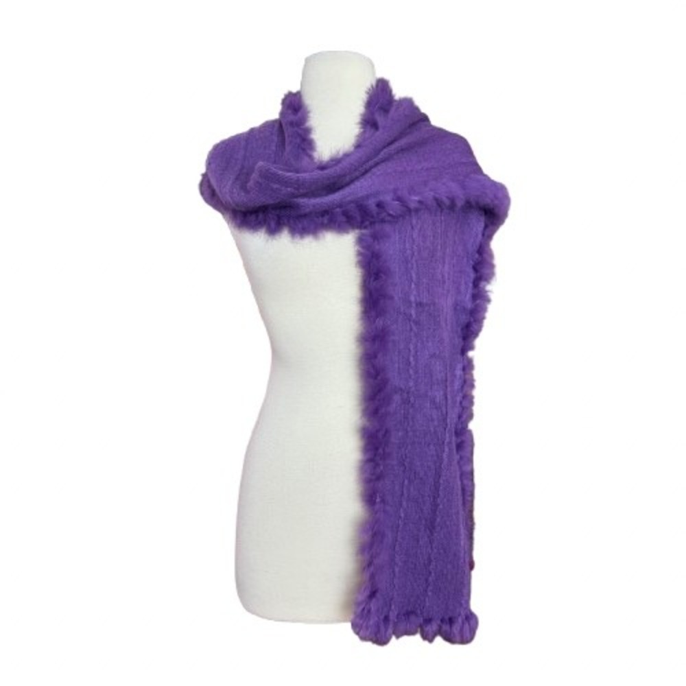 Vintage Y2K Purple fur trim scarf Real Vintage Fur Winter Funky Posh Scarf